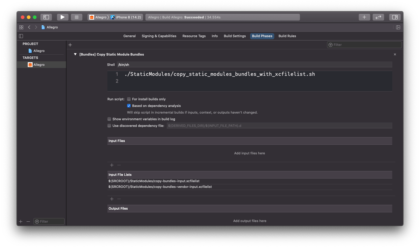 Run script: Based on dependency analysis - checkbox in Xcode