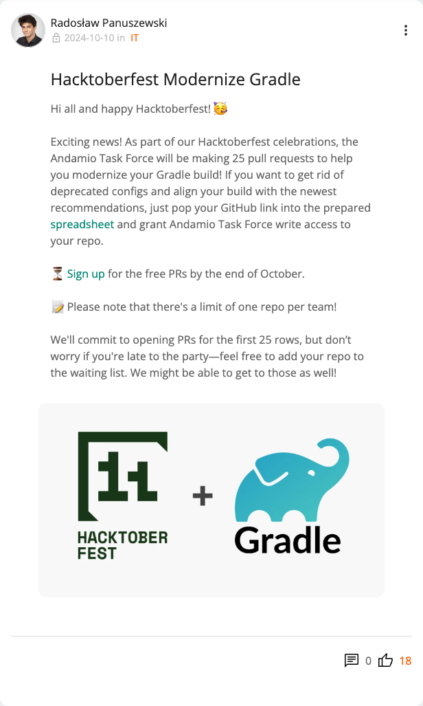 Hacktoberfest - Modernize Gradle event