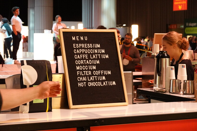 Coffee names at a sponsor’s booth