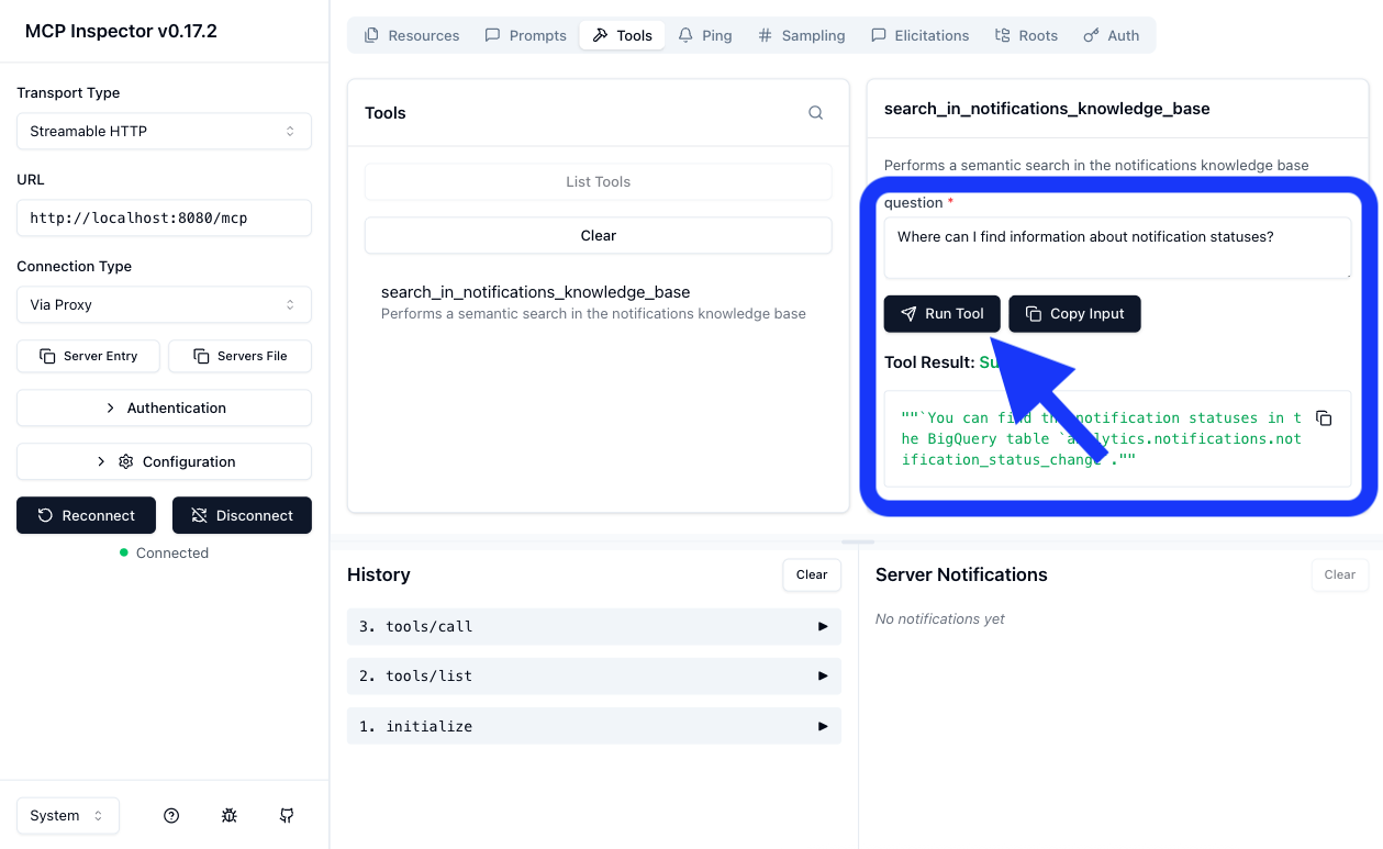 MCP Inspector tool for testing MCP servers