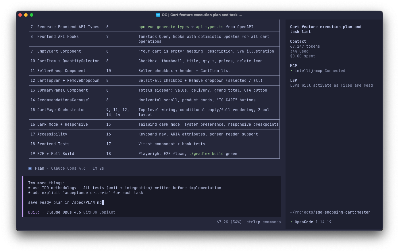 Refining the execution plan in OpenCode