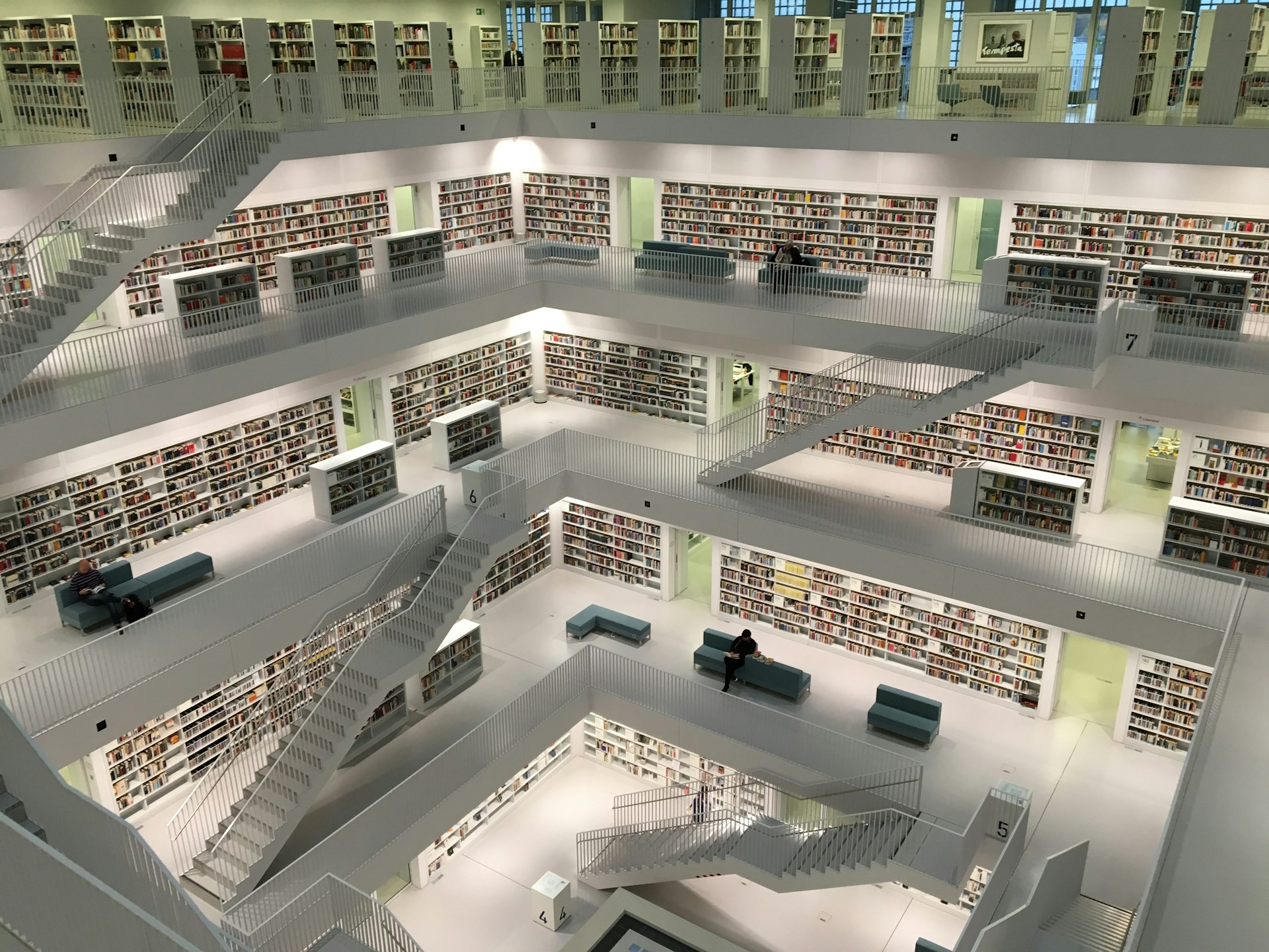 Huge modern library filled with books